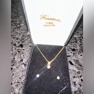 Vintage Fontana gold jewelry necklace and earrings gift set